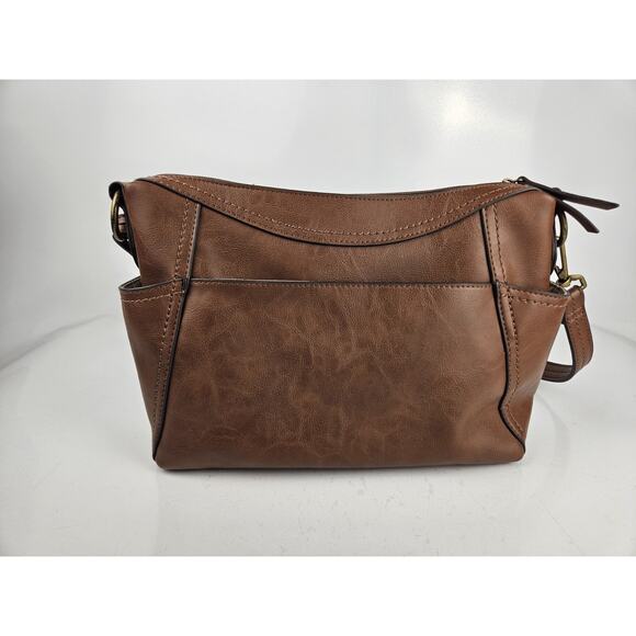 Embroidered‎ Floral Brown Rosetti PVC Leather Handbag - Picture 5 of 9